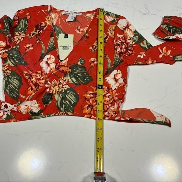 American Rag Tropical Print Tie Front Crop Top XS - Picture 13 of 13